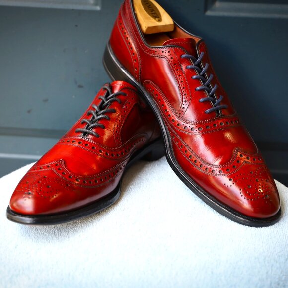 SALE - Allen Edmonds 10-AA McAllister Red Wingtip Oxford Mens Dress Shoes - Picture 1 of 15